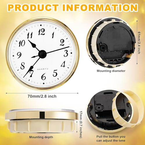 2.8 Inch Quartz Clock Insert with Silver Trim, Arabic Numeral Face