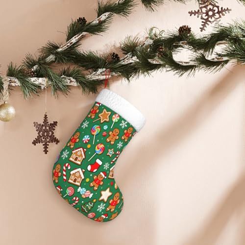 Christmas Stockings with Gingerbread Man Candy Snowflake Design - Holiday Decor
