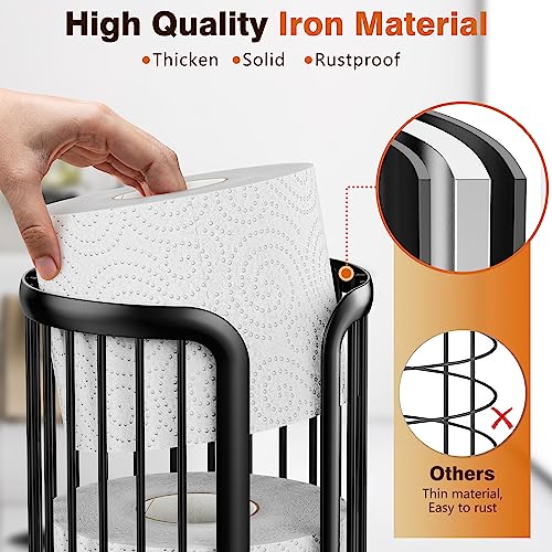 Freestanding Toilet Paper Holder Stand - Rustproof Steel Storage for 3 Rolls