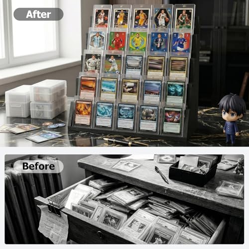 5-Tier Wooden Graded Trading Card Display Stand for Sports Cards