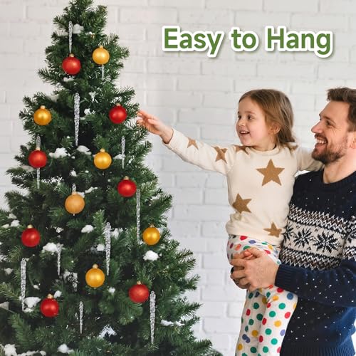 FUTUREPLUSX 24 pcs Clear Acrylic Icicle Ornaments, Twisted Crystal Look, Ready to Hang