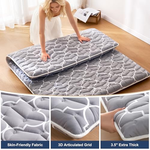 Japanese Floor Futon Mattress - Extra-Thick High-Density Foam Pad, Twin Size