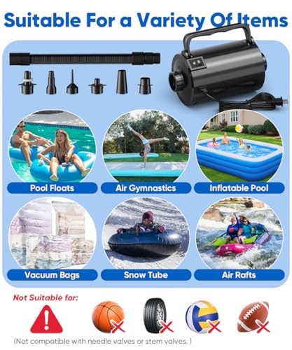 Electric Air Pump with Hose for Inflatables - 320W Inflator & Deflator