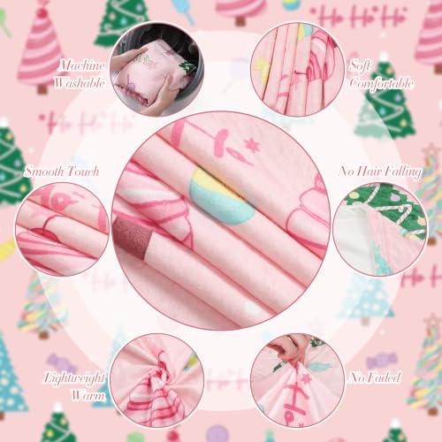 Pastel Candy Christmas Themed Throw Blanket 59x51in Flannel