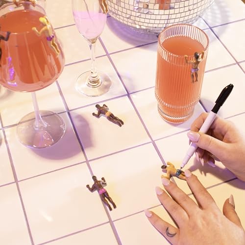 Drinking Buddies Reusable Wine Glass Markers - Assorted Fun Party Favors, 12 Pack