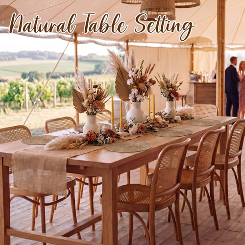 24 Pcs 12 Inch Round Jute Burlap Placemats Boho Farmhouse Dining Set
