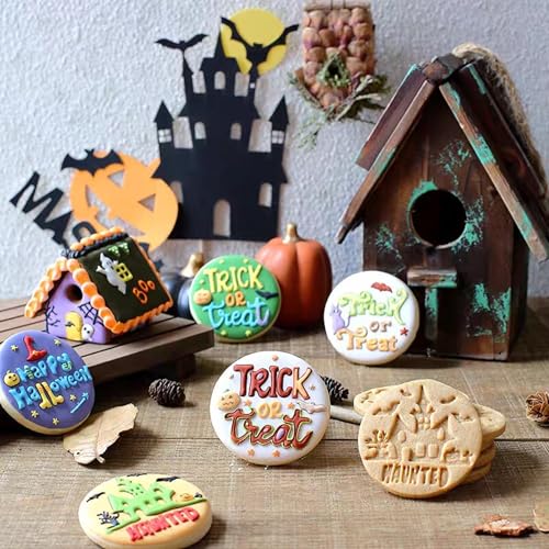 Halloween Cookie Stamp Press 4PCS Set for DIY Halloween Baking - Biscuit Cutter & Embosser