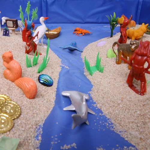 Sand Tray Therapy Kit with Lid, 5 lb Sand & 178 Miniature Figurines