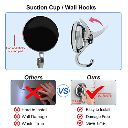 Heavy Duty Suction Cup Hooks for Shower and Bathroom, 2 Pack