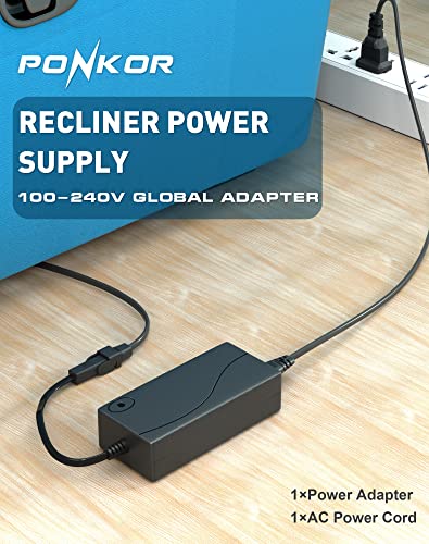 Power Recliner Power Supply, 29V 2A 2-Pin AC/DC Transformer with Power Cord