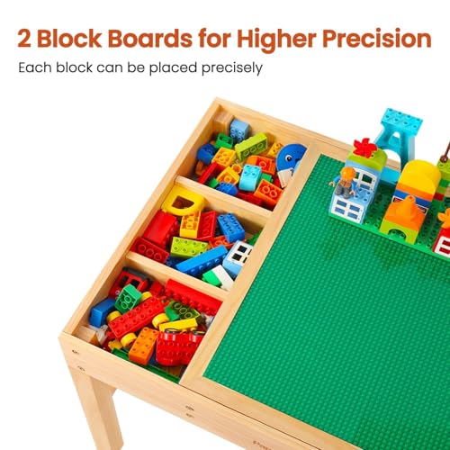 2-in-1 Kids Activity Table with Building Block Surface and Storage