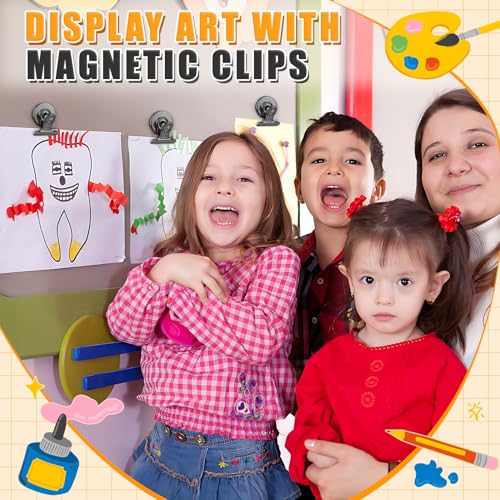 Heavy Duty Magnetic Clips (12 Pack) - Scratch-Safe Refrigerator Magnets, Black