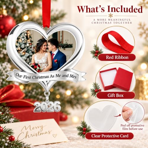 Our First Christmas Married Personalized Photo Ornament 2026 As Mr.