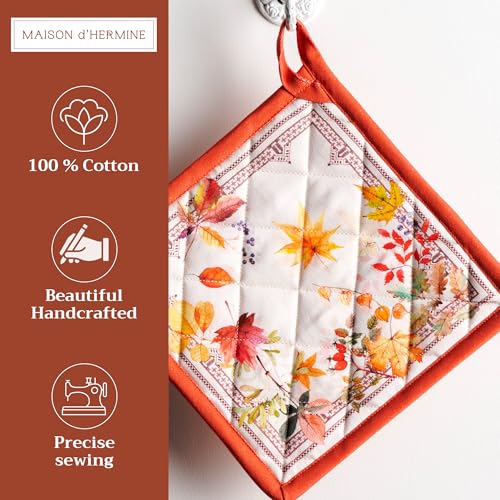 Maison d'Hermine Amarante Pot Holders Set of 2 8x8in Cotton Kitchen Accessories