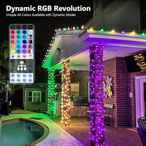 Brizled RGB Halloween 100 LED String Lights, USB - Orange/Purple, Green Wire