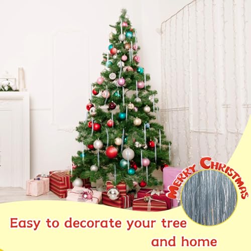 Silver Metallic Christmas Tinsel Icicles - 10,000 Strands Foil Fringe