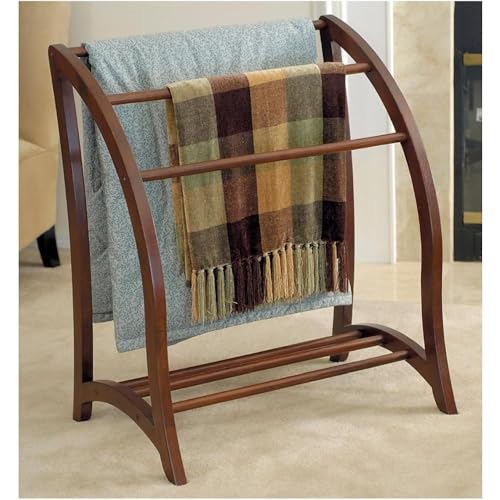 3-Rod Solid Wood Quilt Rack - Antique Walnut Blanket Display Stand