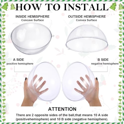 Syhood 15 Pcs Clear Fillable Christmas Ornaments 7.87 Inch Large Balls