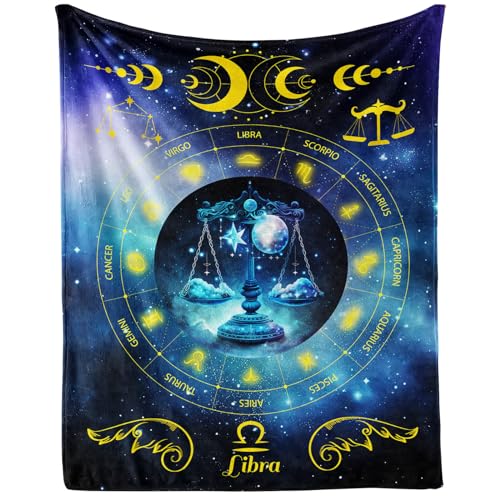 Libra Zodiac Throw Blanket Twin Size 60x80 Inches for Adults Kids Teens Gift