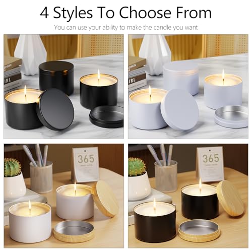 48PCS Metal Candle Tins Set - 24 x 8oz & 24 x 4oz with Lids