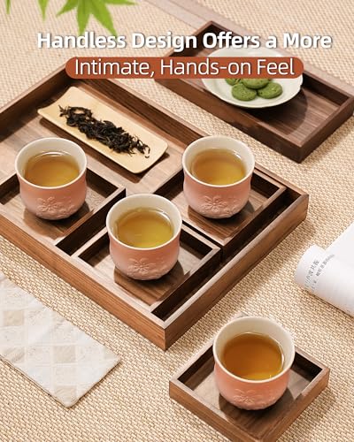 ZENS Pink Sakura Matcha Tea Cups Set of 4 - 210ml Ceramic Japanese Style