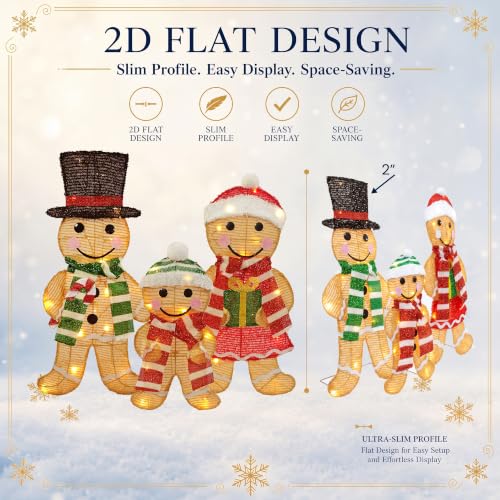 Lighted 3-Piece Gingerbread Family Yard Decor - 28in 45 LED Seasonal Outdoor Decorations