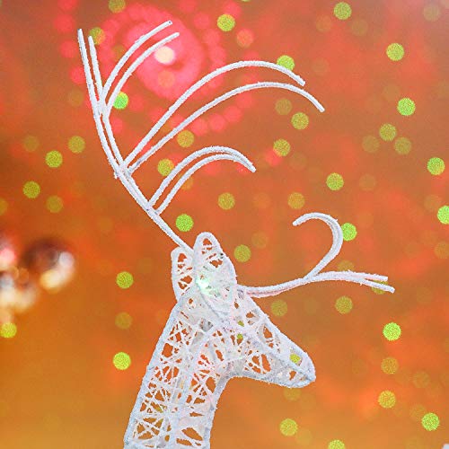 White Glitter Christmas Reindeer Figurines - 2-Piece Holiday Table Decor
