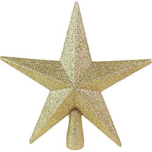 Gold Glitter Star Christmas Tree Topper - 8 Inch Bethlehem Holiday Decor