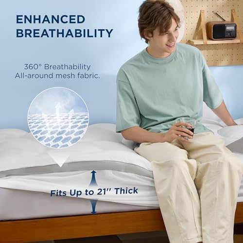 Twin XL Mattress Topper - Waterproof Pillow Top Bed Pad