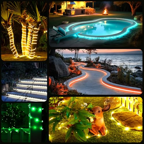 33FT LED Color Changing Rope Lights with Remote, Waterproof Outdoor String