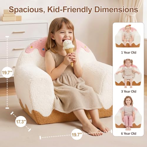 Soft Sherpa Toddler Sofa Chair with Book Pocket for Kids Ages 1-6