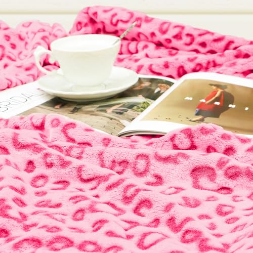 Pink Leopard Print Fleece Throw Blanket, Soft Fuzzy Microfiber for Kids