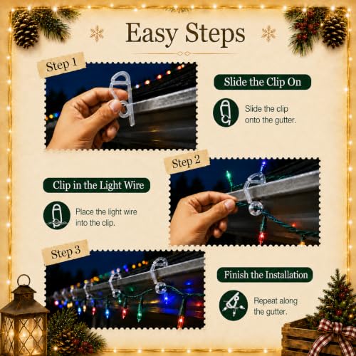 120 Pcs Outdoor Gutter Hooks for Christmas String Lights, Weatherproof Clips