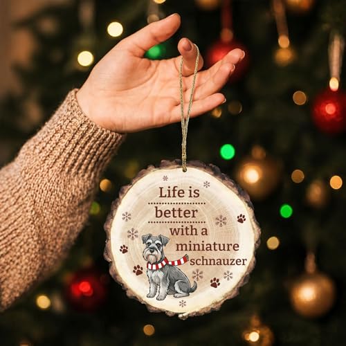Miniature Schnauzer Wooden Christmas Ornament - Dog Holiday Decor Gift