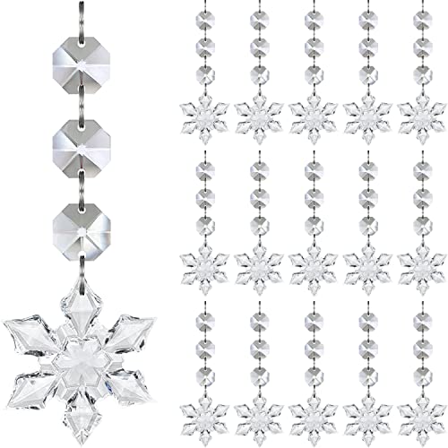 30pc Clear Acrylic Snowflake Ornaments for Christmas Tree & Holiday Decor