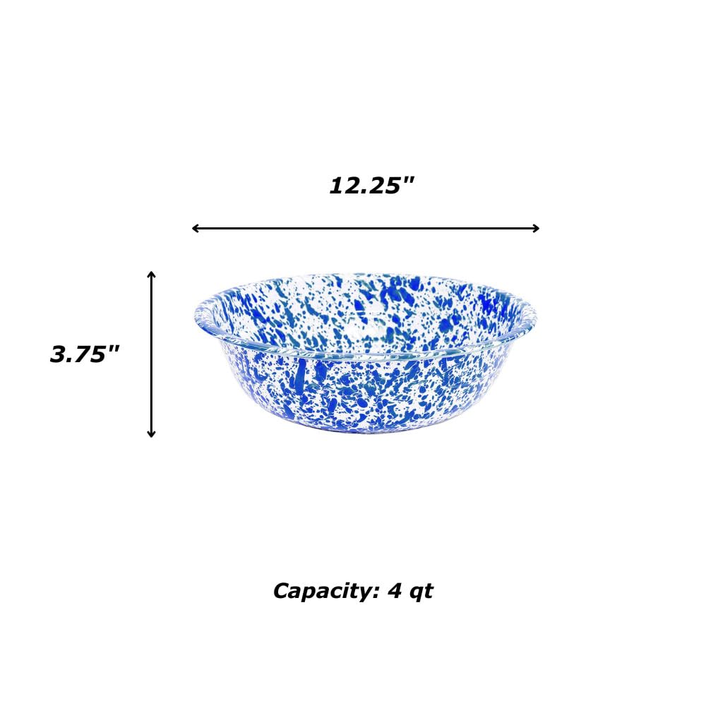 Enamelware Small Basin, 4 quart, Red/White Splatter (Single)