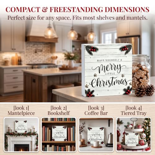 Movie Sign Wooden Christmas Decor - Rustic Holiday Tabletop Sign, 12.5cm
