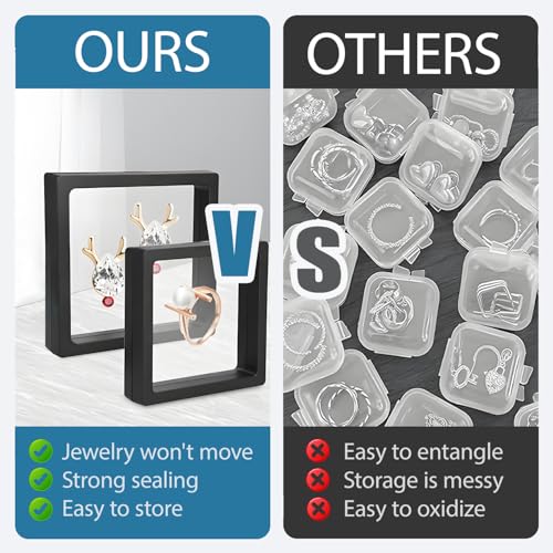 Custom Logo 3D Floating Jewelry Display Box with PE Film Case