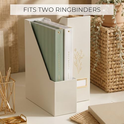 Magazine File Holder Set of 3, Decorative Desk Organizer for Paperwork
