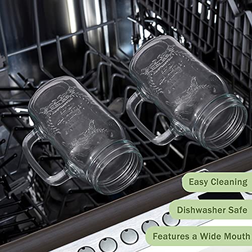 24oz Mason Jar Mugs with Lids and Straws - 4 Pack Glass Drinking Cups