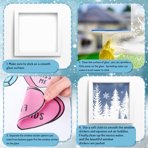 Whaline 6 Pack Christmas Window Clings - White Xmas Tree Snowflake Elk Designs (Variation: Christmas White Xmas Tree)