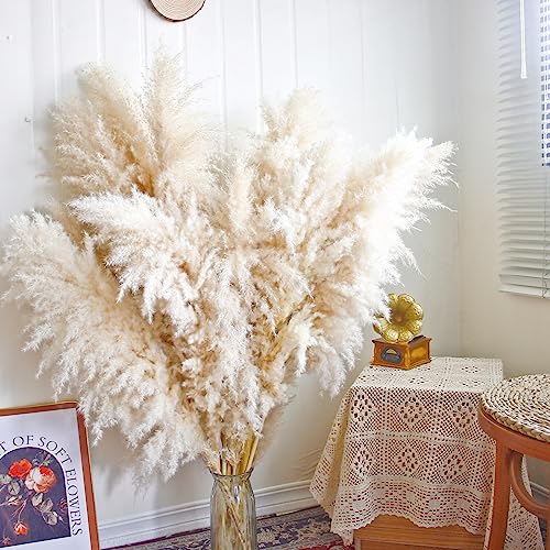 40-Inch Tall Pampas Grass Stems, Set of 10 Dried Floral Decor for Floor Vases