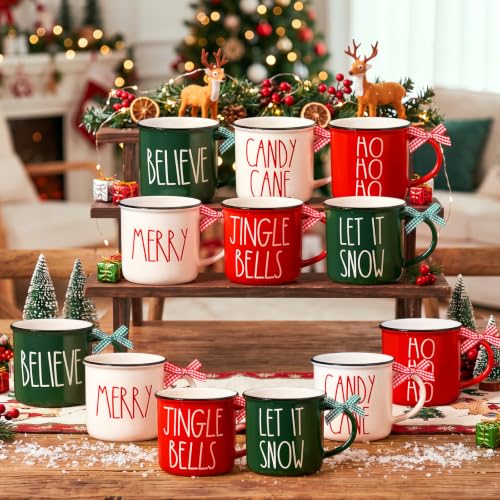 Suttmin 12 Pcs Christmas Mugs Set Bulk Holiday Gifts Red Green 10 oz - Festive Drinkware