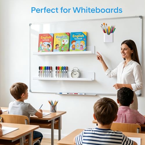 13.5" Metal Magnetic Bookshelf for Whiteboard (2-Pack) - Holds 12 lbs