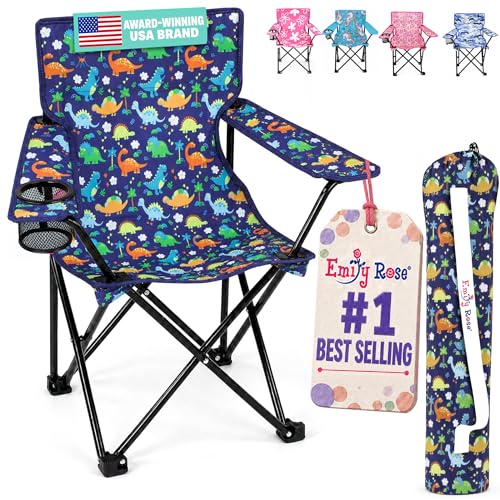 Kids Folding Camp Chair with Cup Holder & Carry Bag - Dinosaur Toddler Chair
