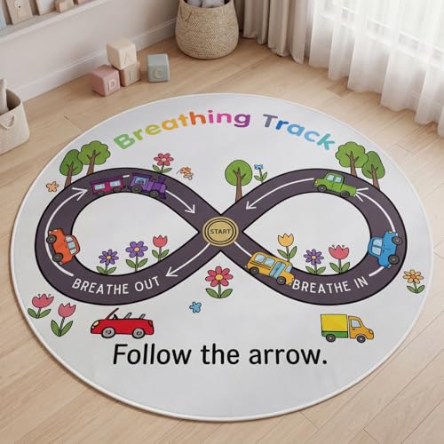 4ft Calming Corner Rug with Breathing Track - Soft Non-Slip Round Mat