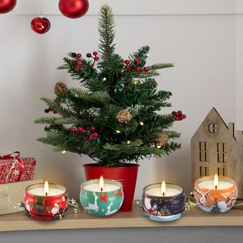 Grcdoyvl 24 Pack Christmas Scented Soy Candles Mini Jars - Holiday Gift & Home Decor