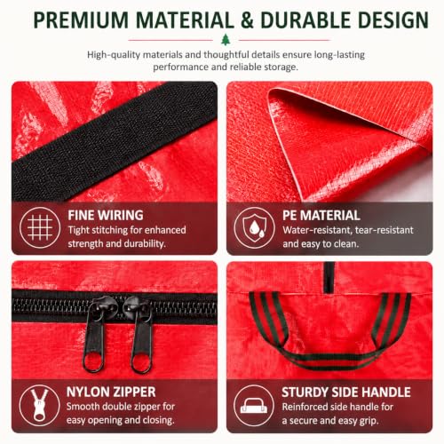 WFK 7FT Christmas Tree Storage Bag Waterproof Zippered Organizer - Red / Medium+