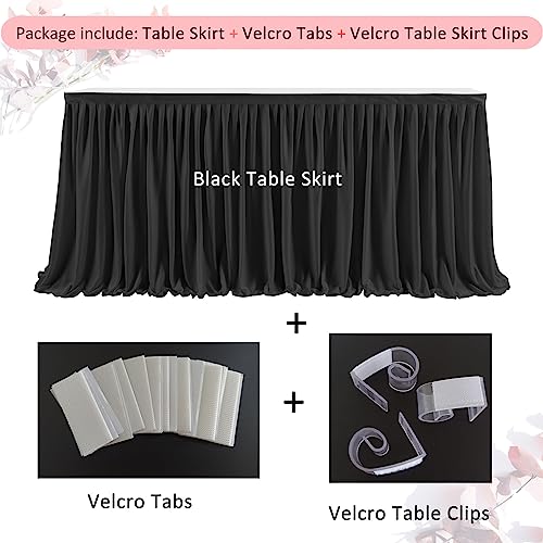 4ft Pleated Table Skirt for Rectangle Tables, Black Ruffle Party Decor