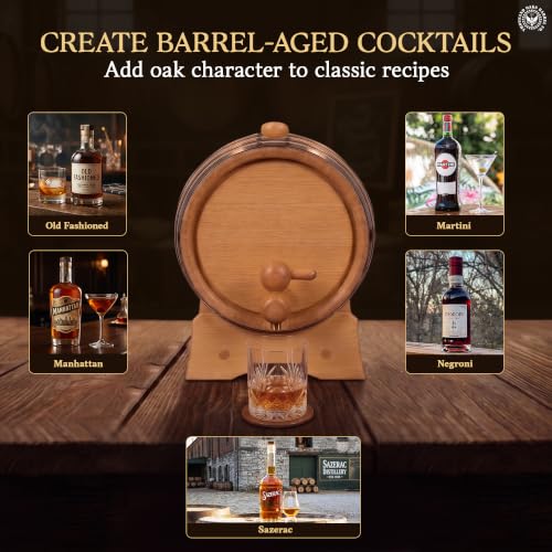 2 Liter American Oak Aging Barrel Mini Whiskey Keg with Stand and Spigot